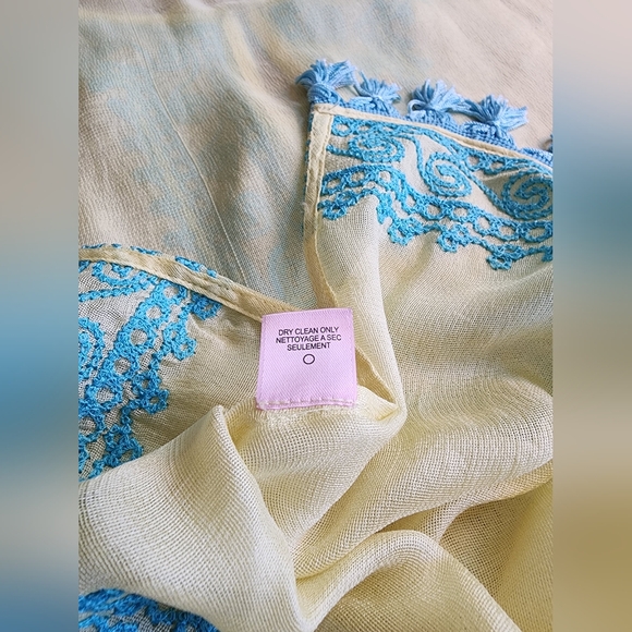 Calypso Saint Barth St. Barth silk beach cover-up 0 S M aqua yellow beachy VGUC - Picture 15 of 15